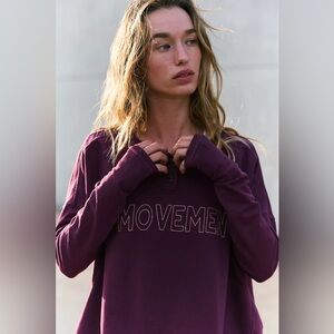Free People FP Movement Now Or Never Layer Henley sweatshirt.-BURGANDY